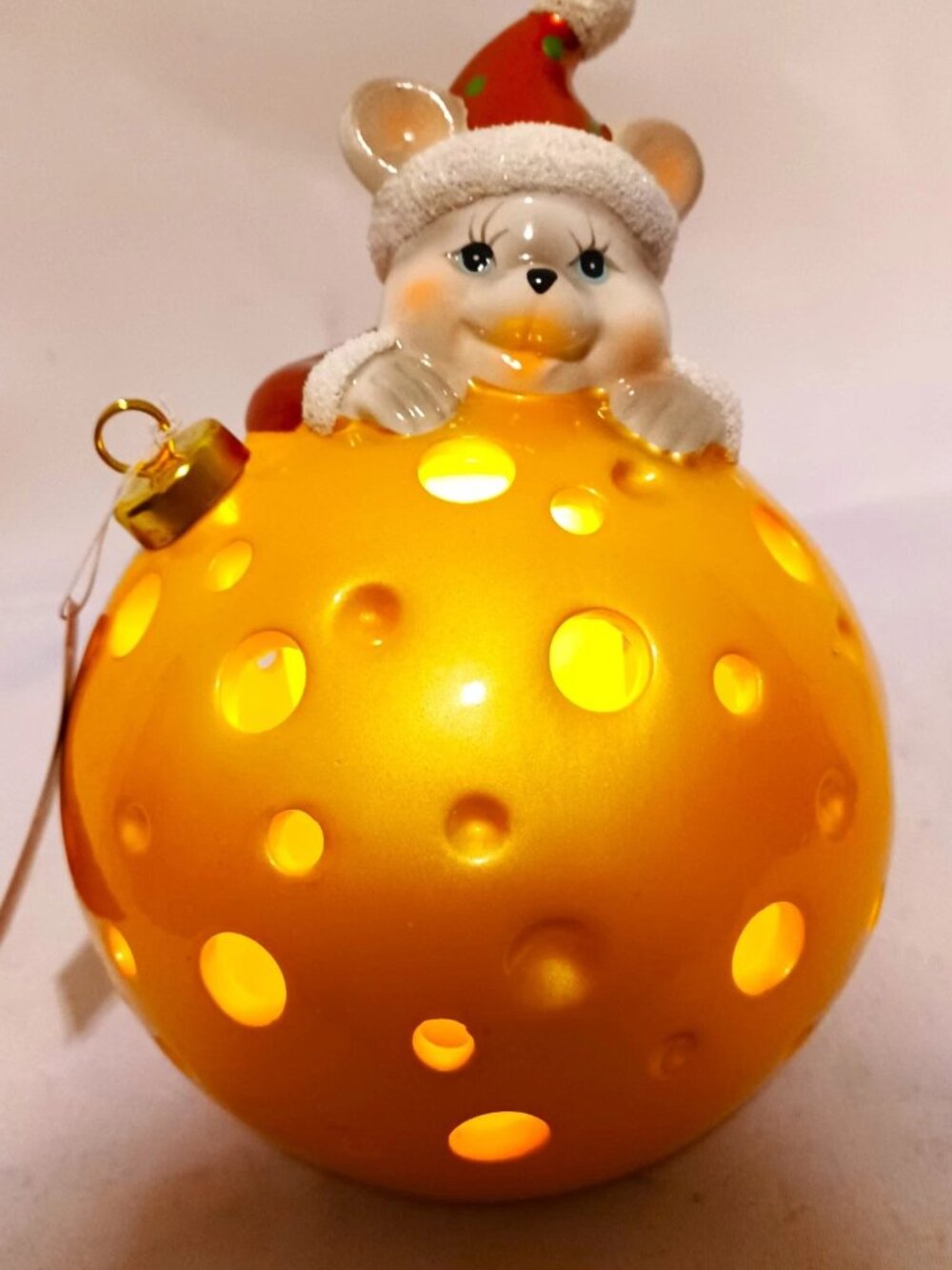 Home Reflections Luminary Flameless Candle with Timer Mouse Christmas Ball - New